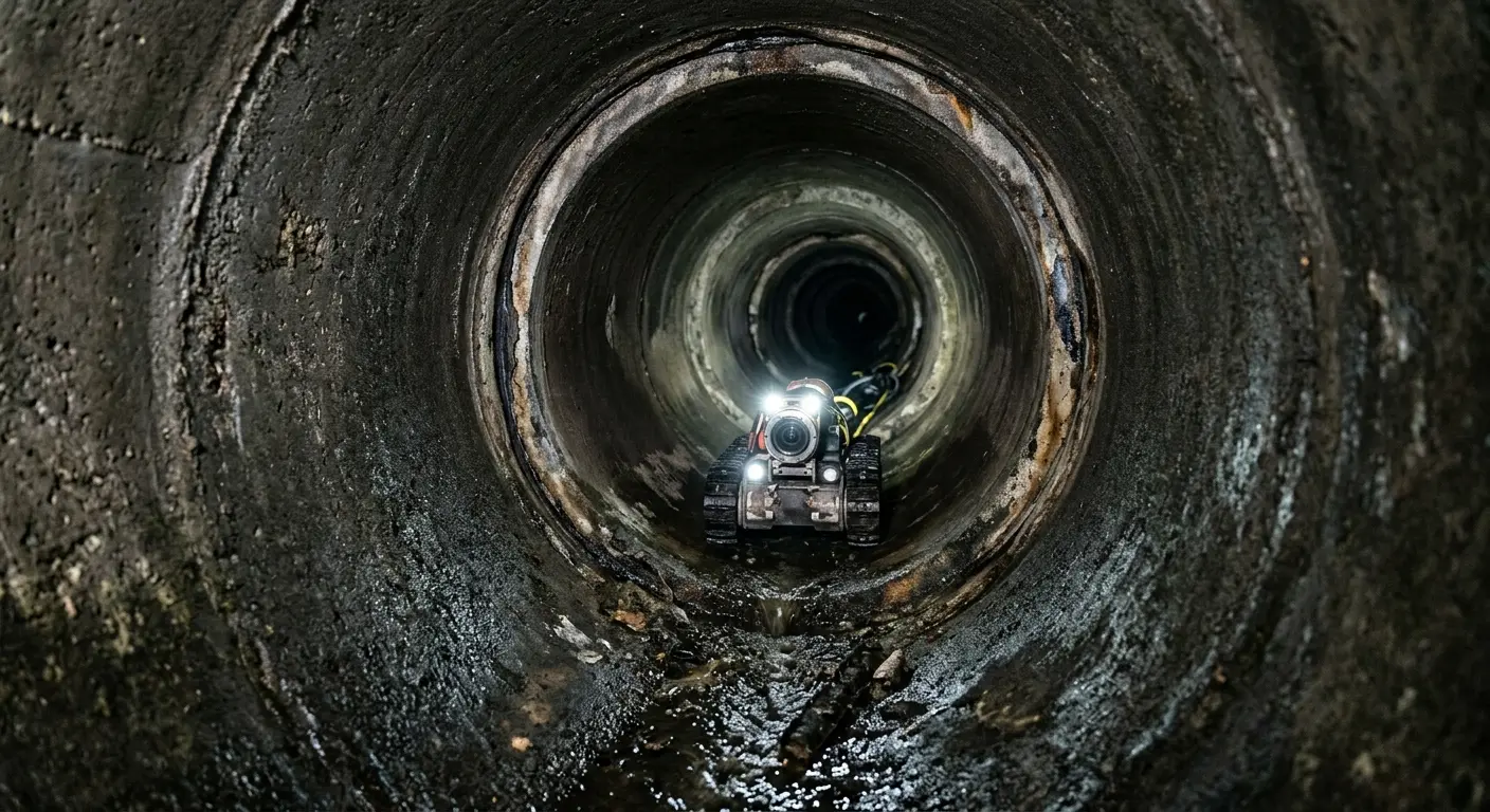 Robotic sewer camera inspecting pipe interior for Sewer Line Cleaning in Antelope